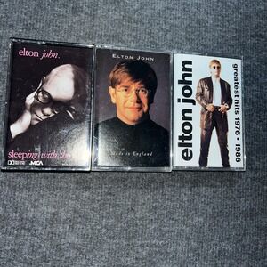 Three Elton John classic cassettes sleeping with‎ the past made in England Hits